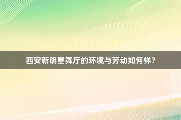 西安新明星舞厅的环境与劳动如何样？