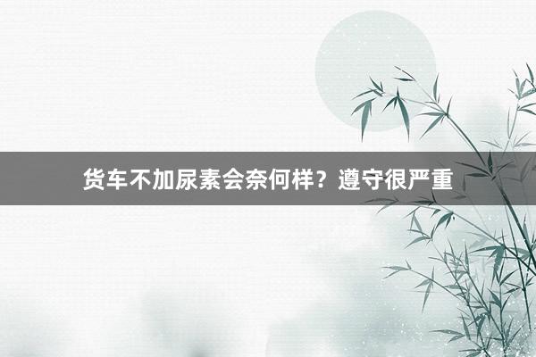 货车不加尿素会奈何样？遵守很严重